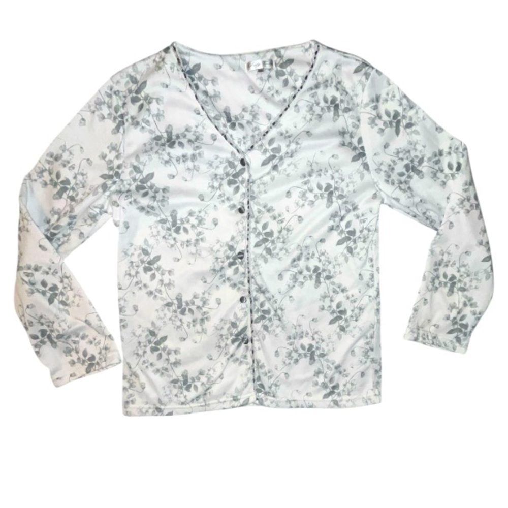 Body Touch Button Down Long Sleeve Floral Pajama Shirt Sleep Shirt Size Medium